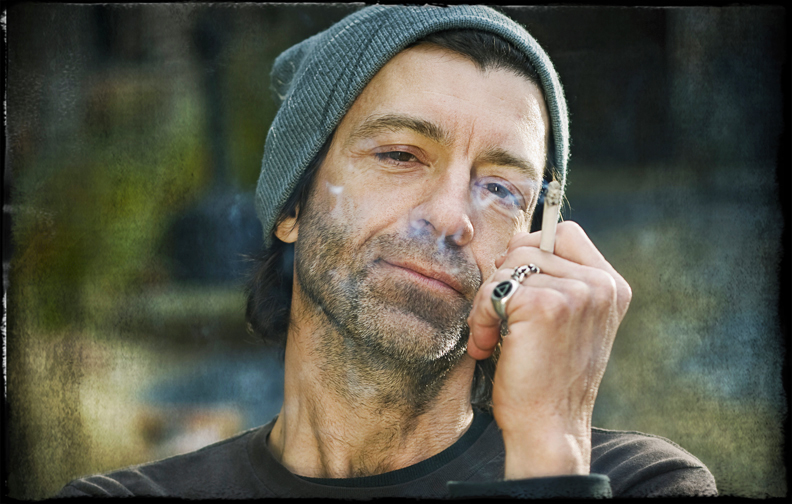 Travis Meadows smoking cigarette