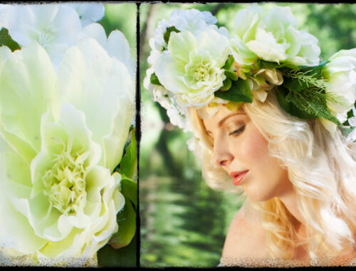 Meagan Rhodes with flowers in her hair