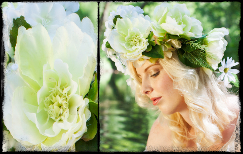 Meagan Rhodes with flowers in her hair