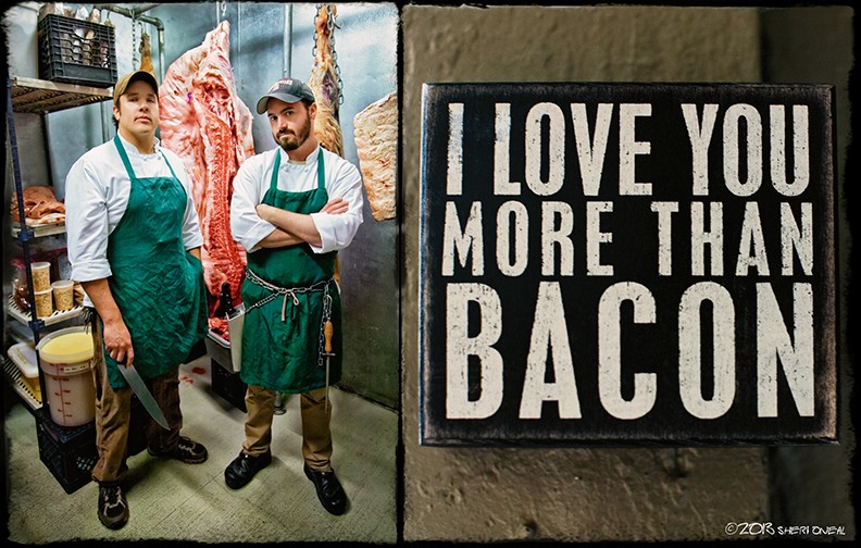 Porter Road Butcher owners in meat cooler