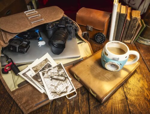 Lumix camera with coffee cup