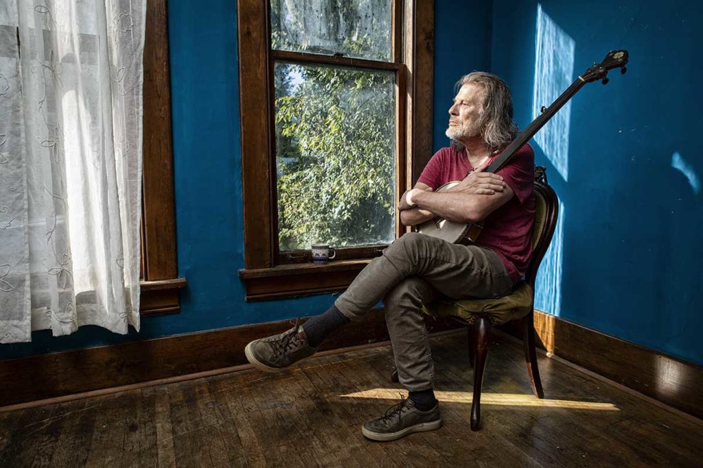 Buddy Jackson with a Banjo he made
