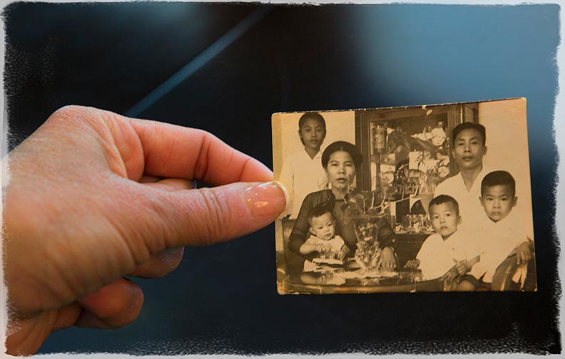 Loan Hillsten shares a black and white family portrait for the photo blog series Fabulous Women Over 40