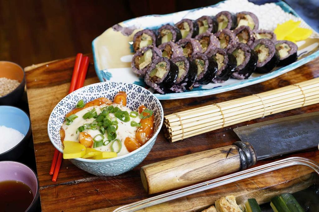 Korean seaweed rolls and tteokbokki