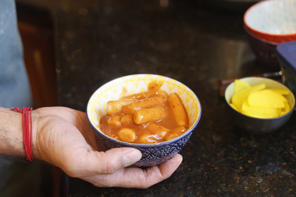 a bowl of tteokbokki